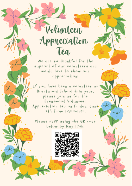 Volunteer Appreciation Tea June 7